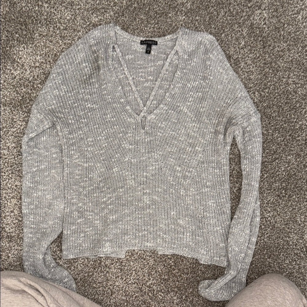Express Gray V-Neck Sweater